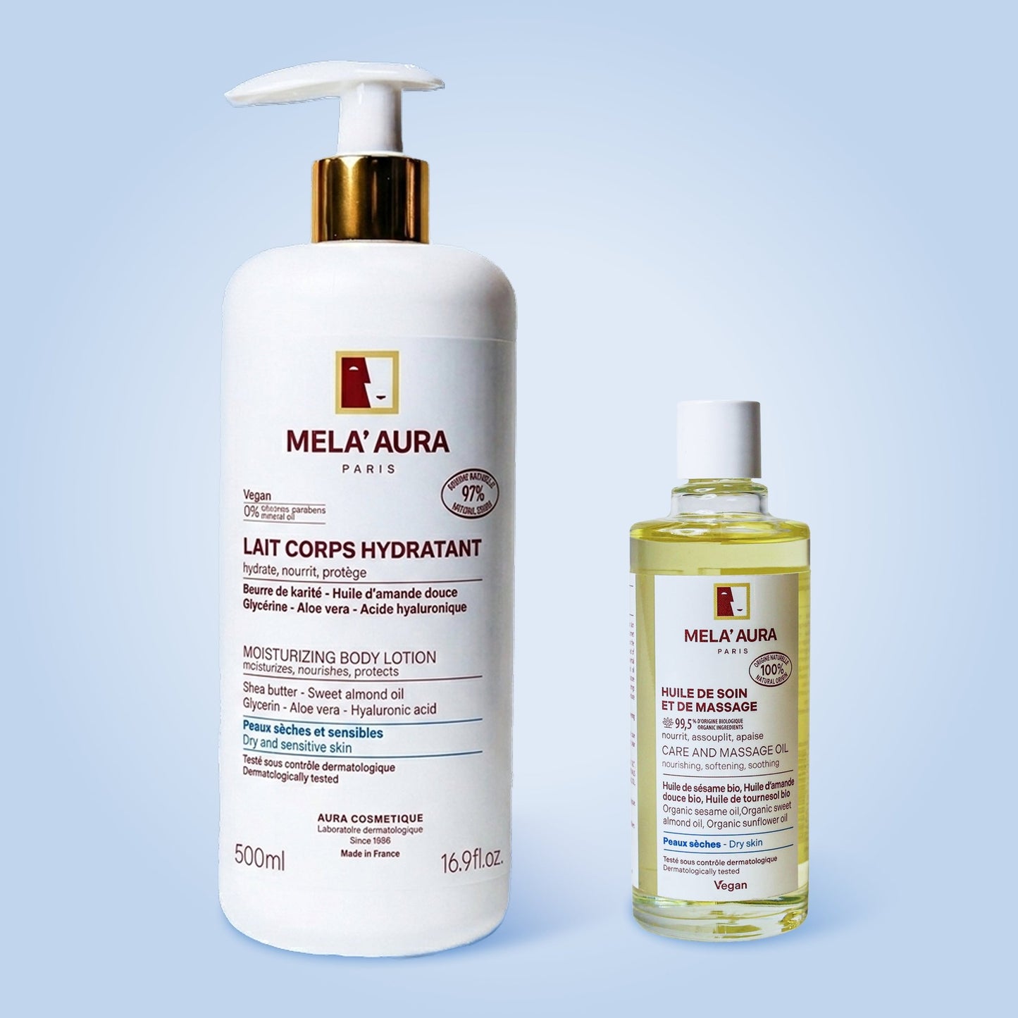 Duo Lait Corps Hydratant et Huile de soin et de Massage