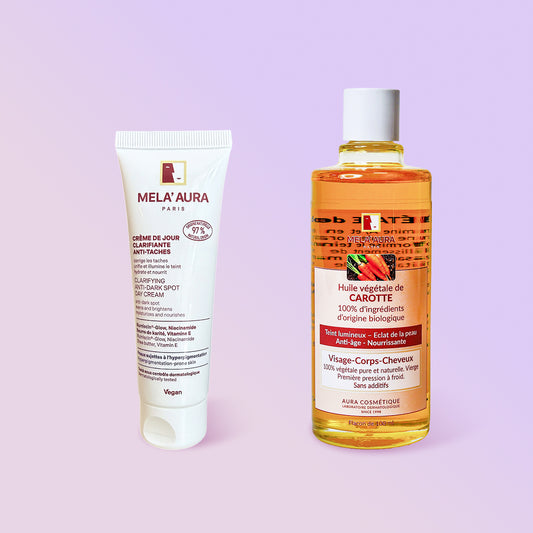 Duo Crème Clarifiante Anti-Taches et Huile de Carotte