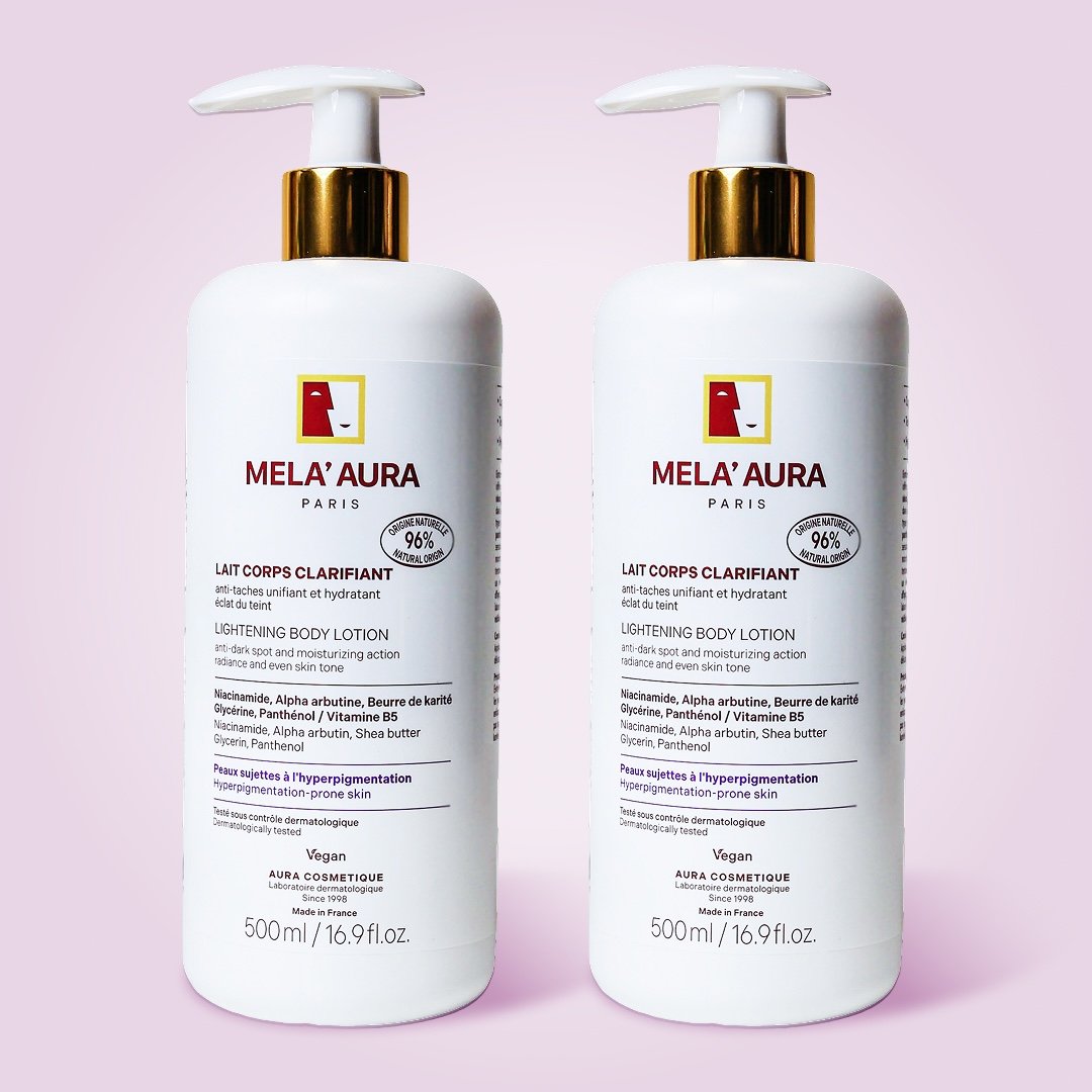 Lait Corps Clarifiant/Unifiant/Éclat du teint et hydratant. Anti-taches d’hyperpigmentation. Peaux noires, mates et métissées - Riche en Beurre de Karité/Niacinamide