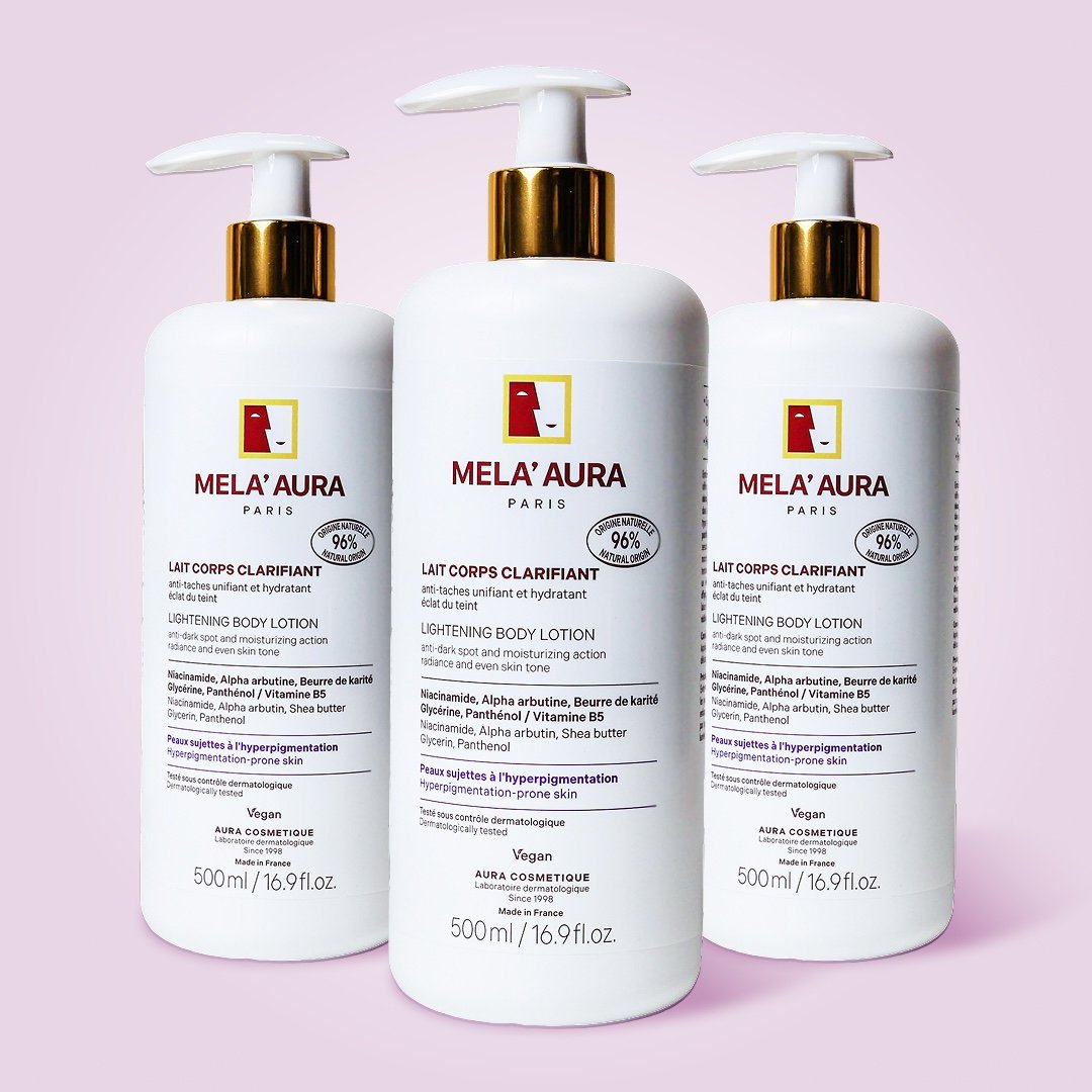 Lait Corps Clarifiant/Unifiant/Éclat du teint et hydratant. Anti-taches d’hyperpigmentation. Peaux noires, mates et métissées - Riche en Beurre de Karité/Niacinamide