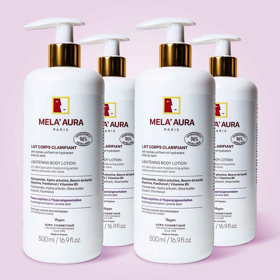 Lait Corps Clarifiant/Unifiant/Éclat du teint et hydratant. Anti-taches d’hyperpigmentation. Peaux noires, mates et métissées - Riche en Beurre de Karité/Niacinamide